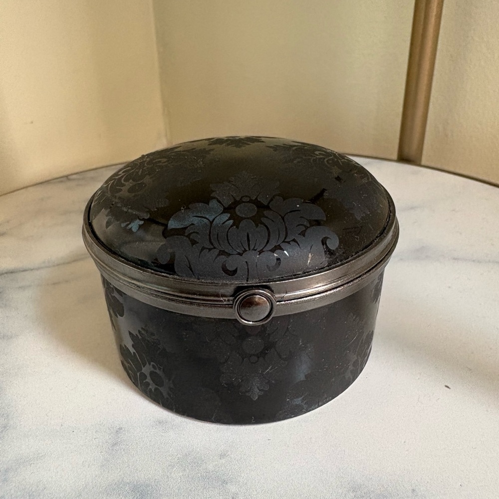 PartyLite Forbidden Fruits Mirrored Black Large Tealight Candle Holder Trinket